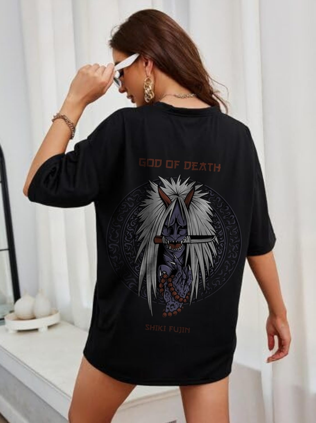 God Of Death Shiki Fujin Printed Unisex Oversized Classic T-Shirt By MeltedSmile Unisex Oversized Tshirts 100% Cotton Regular Fit Graphic Printed Tshirt , Sizes S,M and L,XL
