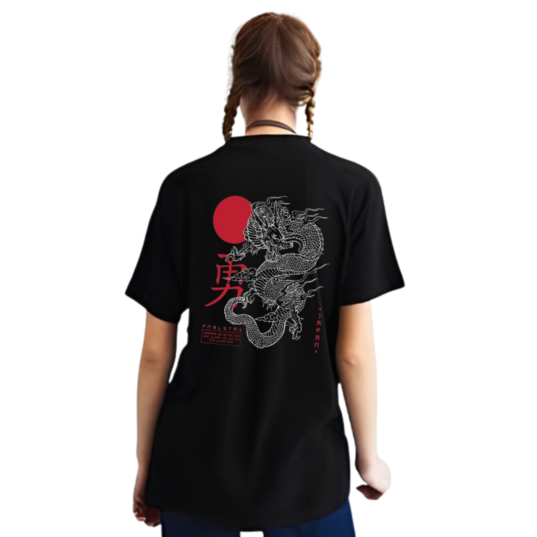 Mythological Japanese Dragon Printed Oversized Classic T-Shirt By MeltedSmile Unisex Oversized Tshirts 100% Cotton Regular Fit Graphic Printed Tshirt , Sizes S,M and L,XL