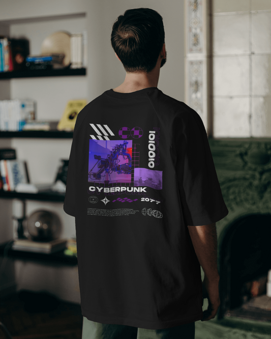 Cyberpunk Oversized Classic T-Shirt By MeltedSmile Oversized Tshirts 100% Cotton Regular Fit Graphic Printed Tshirt , Sizes S,M and L,XL